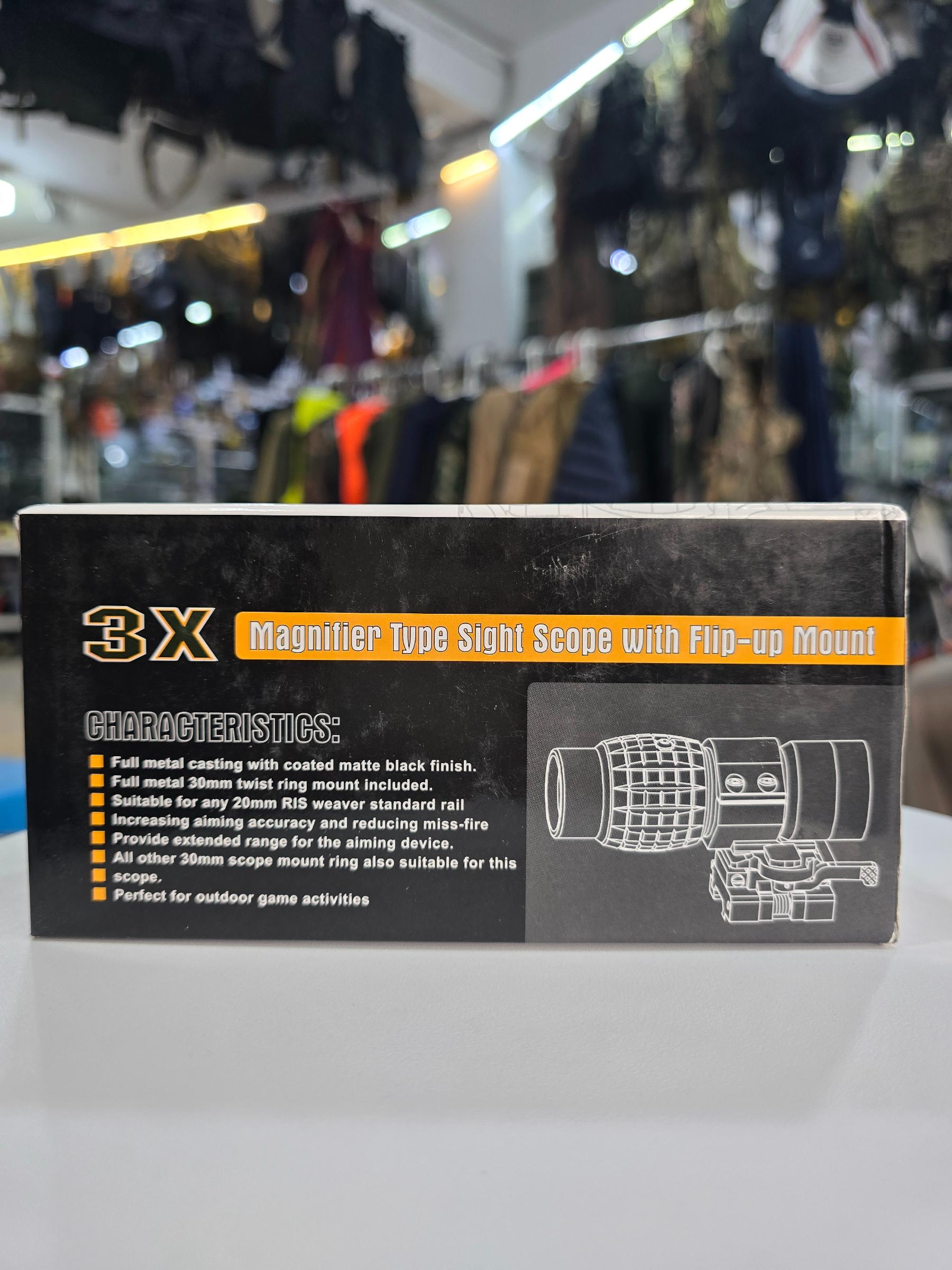 Tactical 3x30mm 3X Magnifier Metal Optics Scope Sight | 3X Magnifier Type Sight Scope With Flip-up Mount - khan American Tools