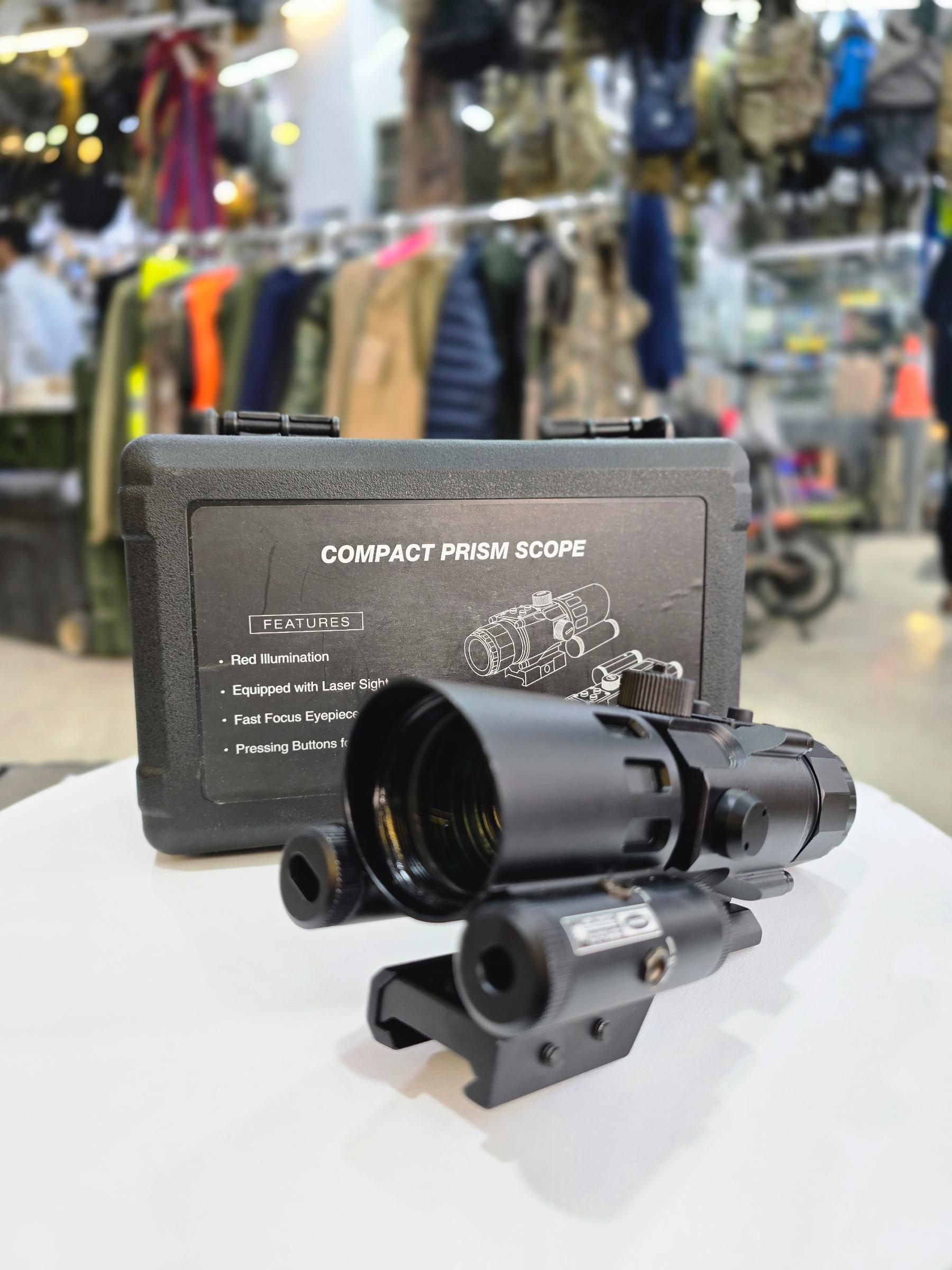 Compact Prism Scope | 4X32 Optics Rifle Scope with Red Laser 7 Brightness Levels Red - khan American Tools