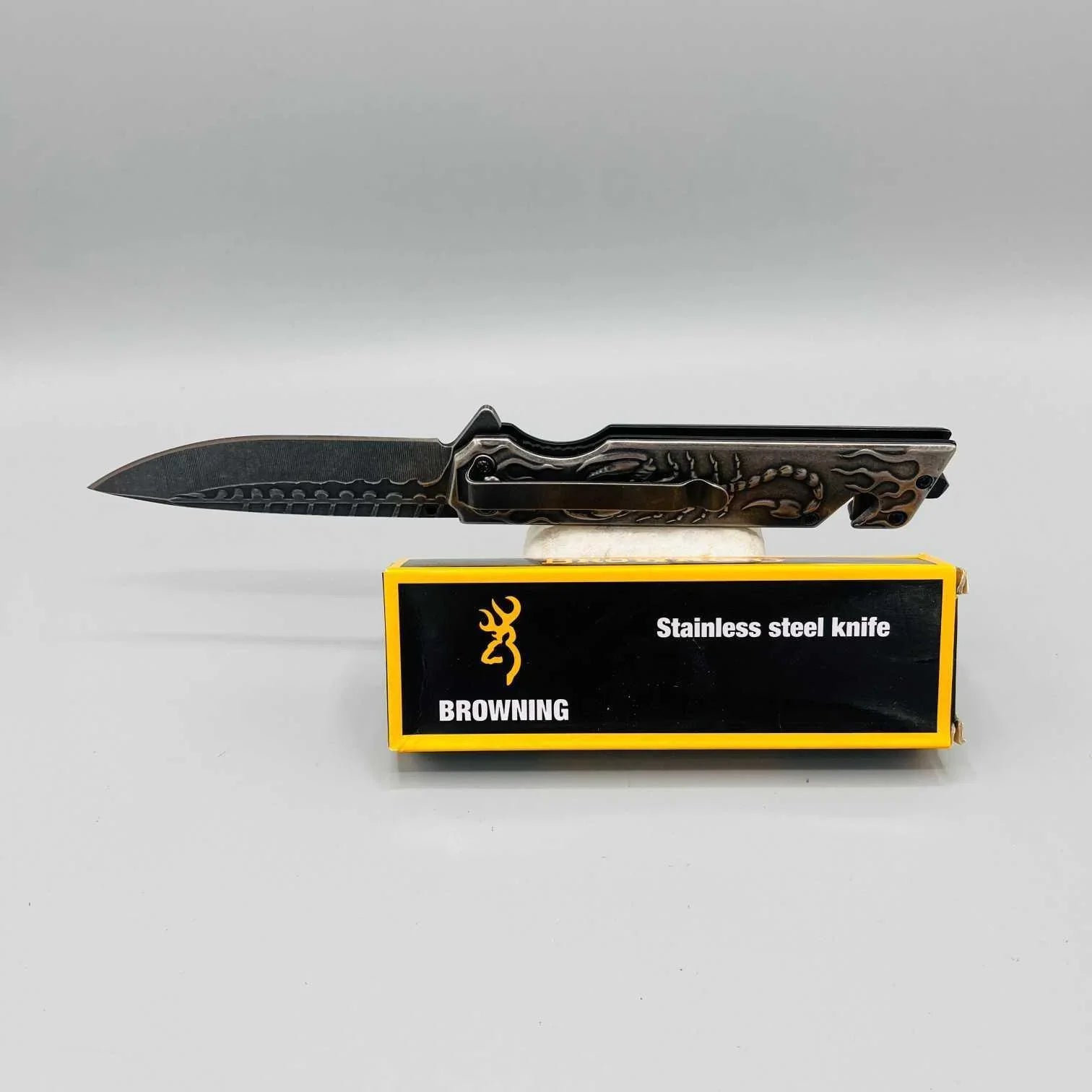 Browning Stainless Steel Knife | Folding Survival Knife with 3.6 Inches - khan American Tools
